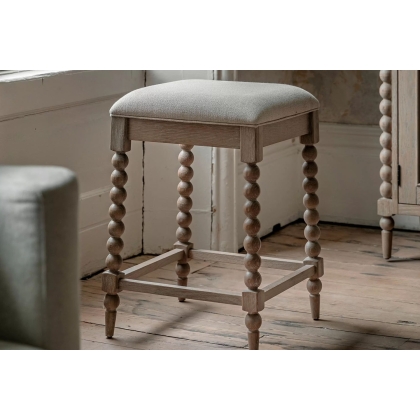 Gallery Direct Artisan Limewash Oak Bar Stool with Bobbin Detail