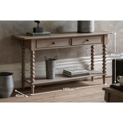 Gallery Direct Artisan Limewash Oak Console Table with Bobbin Detail Gallery Direct Artisan Limewash Oak Console Table with Bobbin Detail