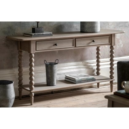 Gallery Direct Artisan Limewash Oak Console Table with Bobbin Detail Gallery Direct Artisan Limewash Oak Console Table with Bobbin Detail