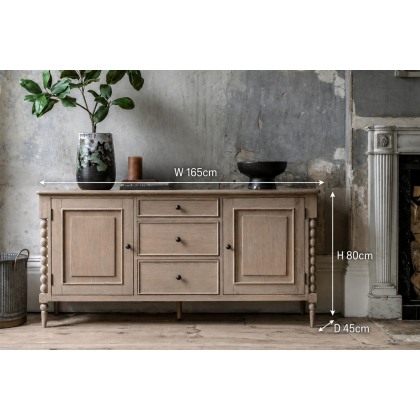 Gallery Direct Artisan Limewash Oak Large Sideboard with Bobbin Detail Gallery Direct Artisan Limewash Oak Large Sideboard with Bobbin Detail