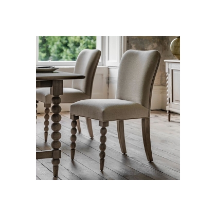 Gallery Direct Artisan Limewash Oak Linen Dining Chair with Bobbin Detail