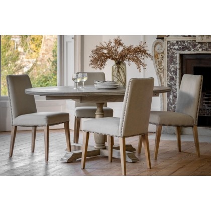Gallery Direct Mustique French Colonial Round Extending Dining Table Set & 4 Rex Dining Chairs Gallery Direct Mustique French Colonial Round Extending Dining Table Set & 4 Rex Dining Chairs