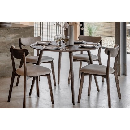 Gallery Direct Hatfield Smoked Oak 110cm Round Dining Table Set & 4 Chairs Gallery Direct Hatfield Smoked Oak 110cm Round Dining Table Set & 4 Chairs