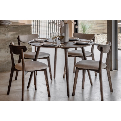 Gallery Direct Hatfield Smoked Oak 110cm Round Dining Table Set & 4 Chairs