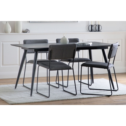 Gallery Direct Astley 160cm Dining Table Set & x4 Chalkwell Chairs