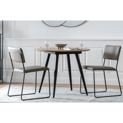 Gallery Direct Astley 90cm Round Dining Table Set & x2 Chalkwell Chairs