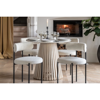 Gallery Direct Aveley Set of 2 Vanilla Boucle Dining Chairs