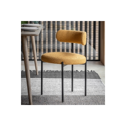 Gallery Direct Aveley Set of 2 Ochre Boucle Dining Chairs