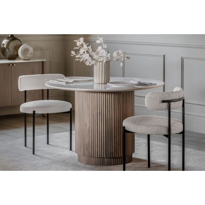 Gallery Direct Marmo Mango Wood Round Dining Table with Marble Top Gallery Direct Marmo Mango Wood Round Dining Table with Marble Top