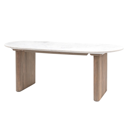 Gallery Direct Marmo Mango Wood Large Dining Table with Marble Top