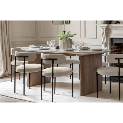 Gallery Direct Marmo Mango Wood Large Dining Table with Marble Top