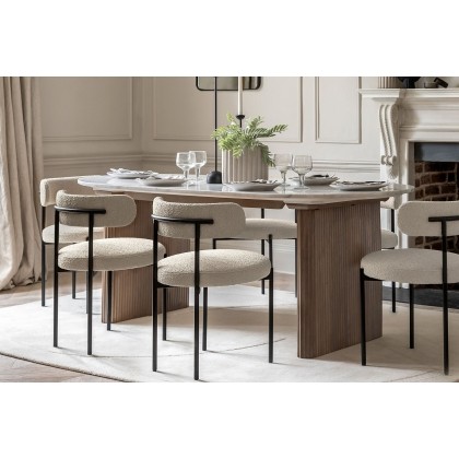Gallery Direct Marmo Mango Wood Large Dining Table Set with Marble Top & x6 Aveley Chairs Gallery Direct Marmo Mango Wood Large Dining Table Set with Marble Top & x6 Aveley Chairs