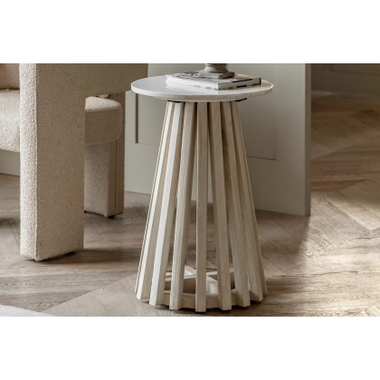 Gallery Direct Soho Mango Wood Side Table with Marble Top