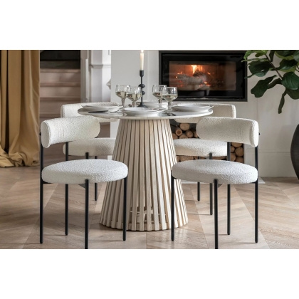 Gallery Direct Soho Mango Wood Round Dining Table with Marble Top