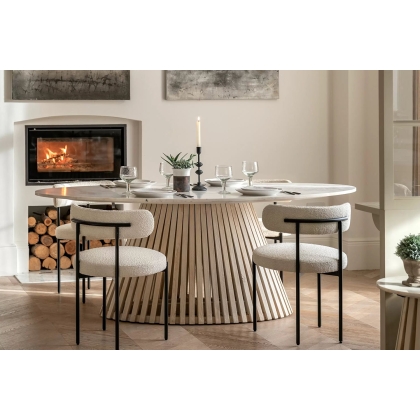 Gallery Direct Soho Mango Wood Oval Dining Table with Marble Top