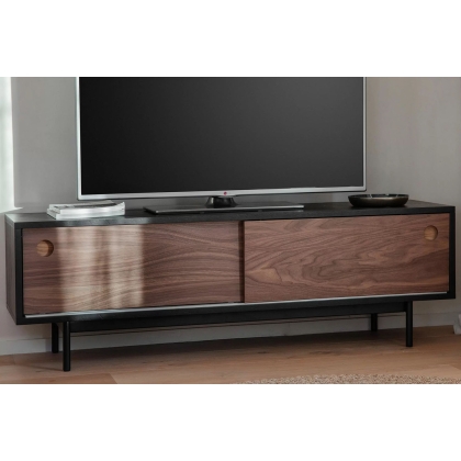 Gallery Direct Barbican Walnut & Black Wood TV Media Unit