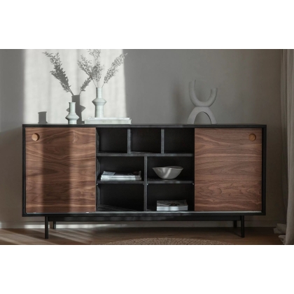 Gallery Direct Barbican Walnut & Black Wood Large Sideboard