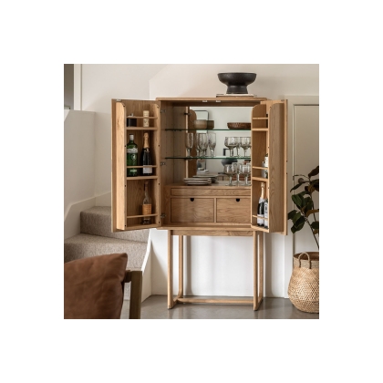 Gallery Direct Craft Natural Oak Cocktail Cabinet