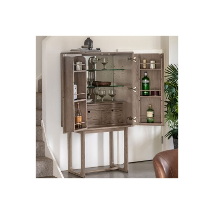 Gallery Direct Craft Smoked Oak Cocktail Cabinet