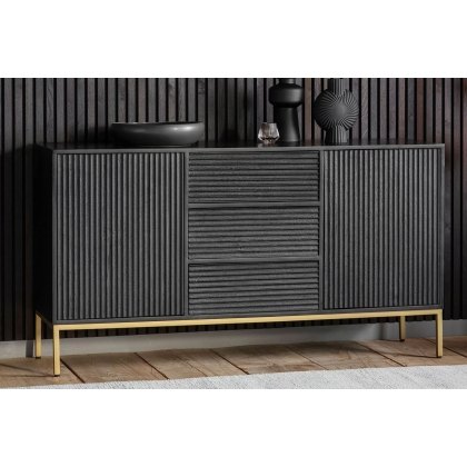Gallery Direct Ripple Mango Wood Black & Gold Large Sideboard Gallery Direct Ripple Mango Wood Black & Gold Large Sideboard