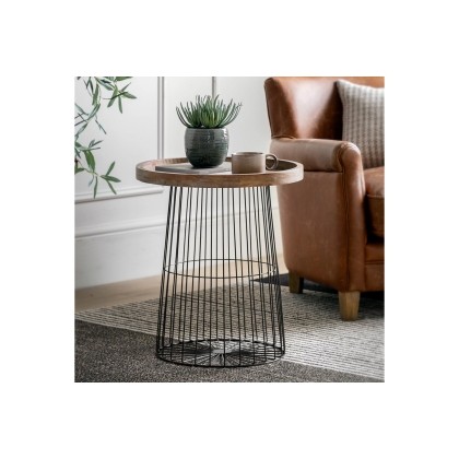 Gallery Direct Menzies Wood & Caged Metal Side Table Gallery Direct Menzies Wood & Caged Metal Side Table