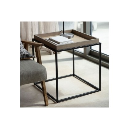 Gallery Direct Forden Wood & Metal Tray Side Table in Grey Gallery Direct Forden Wood & Metal Tray Side Table in Grey