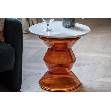 Gallery Direct Turin Orange Glass and Marble Top Side Table Gallery Direct Turin Orange Glass and Marble Top Side Table