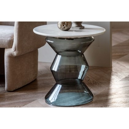 Gallery Direct Turin Smoke Grey Glass and Marble Top Side Table Gallery Direct Turin Smoke Grey Glass and Marble Top Side Table