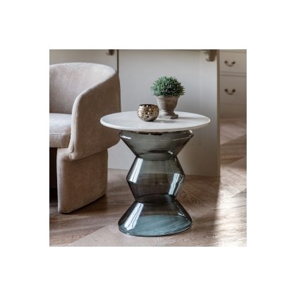 Gallery Direct Turin Smoke Grey Glass and Marble Top Side Table Gallery Direct Turin Smoke Grey Glass and Marble Top Side Table