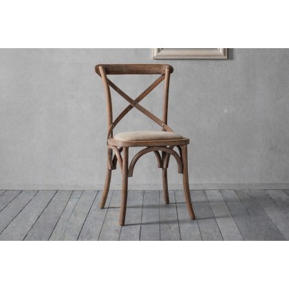 Gallery Direct Set of 2 Cafe Washed Oak Dining Chairs with Linen Seat Gallery Direct Set of 2 Cafe Washed Oak Dining Chairs with Linen Seat