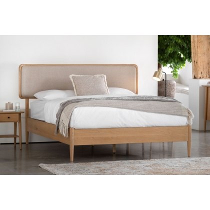 Gallery Direct Hatfield Natural Oak Bed Frame with Upholstered Headboard Gallery Direct Hatfield Natural Oak Bed Frame with Upholstered Headboard