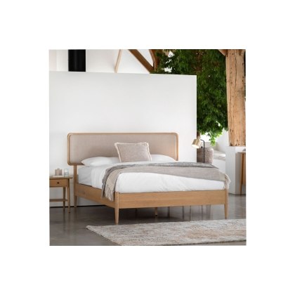 Gallery Direct Hatfield Natural Oak Bed Frame with Upholstered Headboard Gallery Direct Hatfield Natural Oak Bed Frame with Upholstered Headboard