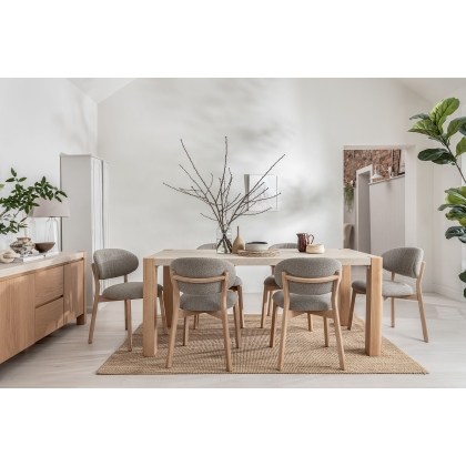 Arlo Natural Oak 140cm Dining Table with Travertine Ceramic Top Arlo Natural Oak 140cm Dining Table with Travertine Ceramic Top