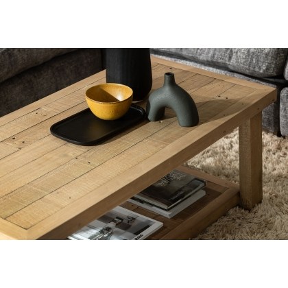 Oakley Reclaimed Wood Coffee Table in Rustic Buff Finish Oakley Reclaimed Wood Coffee Table in Rustic Buff Finish