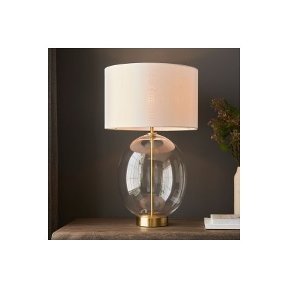Gallery Direct Kelda Oval Table Lamp Satin Brass Vintage White Gallery Direct Kelda Oval Table Lamp Satin Brass Vintage White
