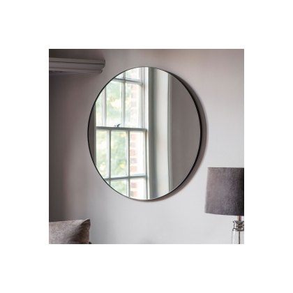 Gallery Direct Bowie Round Mirror Black 800x800mm Gallery Direct Bowie Round Mirror Black 800x800mm