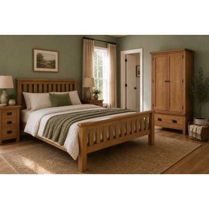 Salisbury Waxed Premium Oak Slatted Bed Frame Salisbury Waxed Premium Oak Slatted Bed Frame