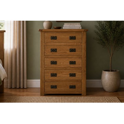 Salisbury Waxed Premium Oak 5 Drawer Chest Of Drawers Salisbury Waxed Premium Oak 5 Drawer Chest Of Drawers