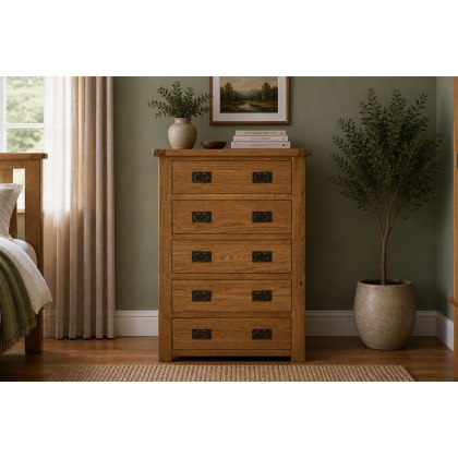 Salisbury Waxed Premium Oak 5 Drawer Chest Of Drawers Salisbury Waxed Premium Oak 5 Drawer Chest Of Drawers