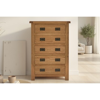 Salisbury Waxed Premium Oak 5 Drawer Chest Of Drawers Salisbury Waxed Premium Oak 5 Drawer Chest Of Drawers