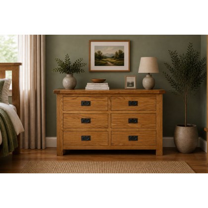 Salisbury Waxed Premium Oak 6 Drawer Chest Of Drawers Salisbury Waxed Premium Oak 6 Drawer Chest Of Drawers
