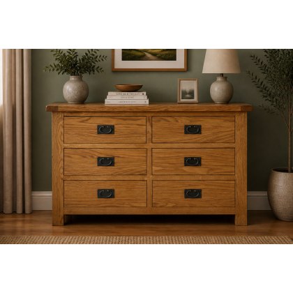 Salisbury Waxed Premium Oak 6 Drawer Chest Of Drawers Salisbury Waxed Premium Oak 6 Drawer Chest Of Drawers