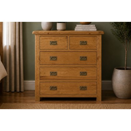 Salisbury Waxed Premium Oak 2 Over 3 Chest Of Drawers Salisbury Waxed Premium Oak 2 Over 3 Chest Of Drawers