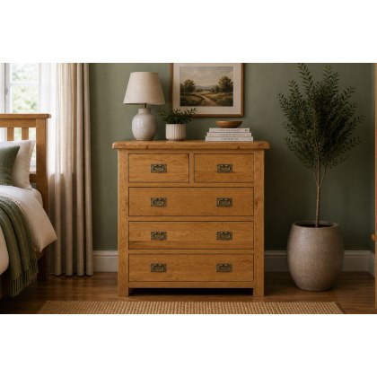 Salisbury Waxed Premium Oak 2 Over 3 Chest Of Drawers Salisbury Waxed Premium Oak 2 Over 3 Chest Of Drawers