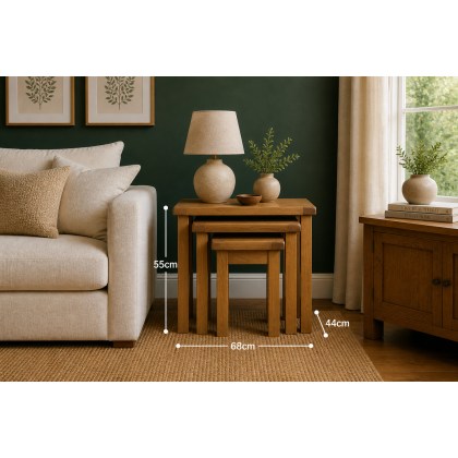 Salisbury Waxed Premium Oak Nest Of Tables - Self Assembly Salisbury Waxed Premium Oak Nest Of Tables - Self Assembly