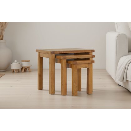 Salisbury Waxed Premium Oak Nest Of Tables - Self Assembly Salisbury Waxed Premium Oak Nest Of Tables - Self Assembly