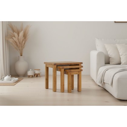 Salisbury Waxed Premium Oak Nest Of Tables - Self Assembly Salisbury Waxed Premium Oak Nest Of Tables - Self Assembly