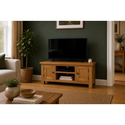 Salisbury Waxed Premium Oak Large Media Stand Salisbury Waxed Premium Oak Large Media Stand