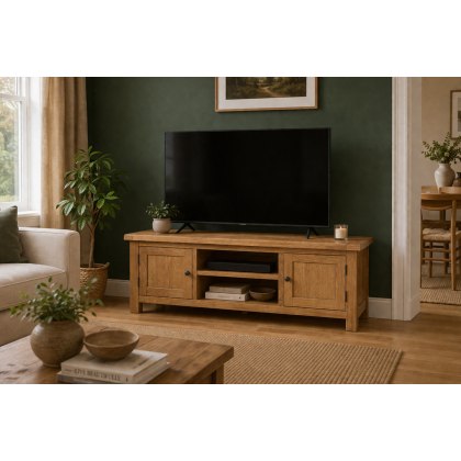 Salisbury Waxed Premium Oak Extra Large Media Stand Salisbury Waxed Premium Oak Extra Large Media Stand