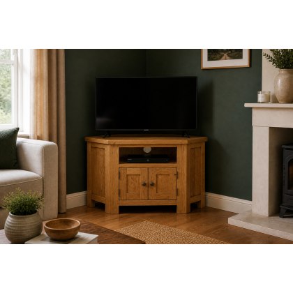 Salisbury Waxed Premium Oak Corner Tv Unit Salisbury Waxed Premium Oak Corner Tv Unit